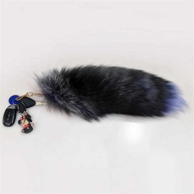 FATPIG Women's Fox Fur Tail Keychain Handbag Trinket Pendant