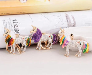 Unicorn Rhinestone Keychain Car Key Ring Small Gift B881