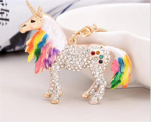 Unicorn Rhinestone Keychain Car Key Ring Small Gift B881