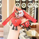 Funny Red Heart Key Chain Cyclopia Wear Hat Bad Bunny Key Ring Spoof Rabbit Doll