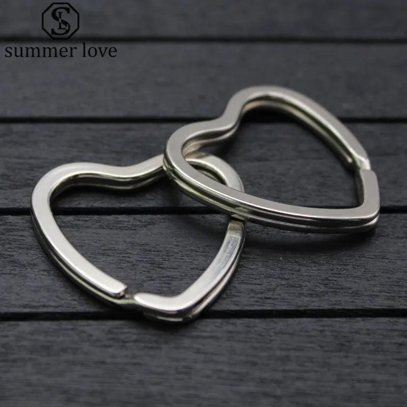 Heart Shape Metal DIY Keychain with Split Ring Key Holder