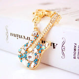 Guitar Keychain Girl Bag Accessories Crystal Pendant