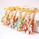 Guitar Keychain Girl Bag Accessories Crystal Pendant