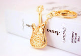 Guitar Keychain Girl Bag Accessories Crystal Pendant