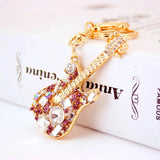 Guitar Keychain Girl Bag Accessories Crystal Pendant