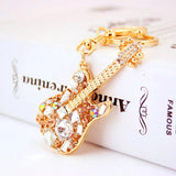 Guitar Keychain Girl Bag Accessories Crystal Pendant