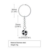 Soccer Football Key Chains, Stainless Steel Team Keyrings for Fans