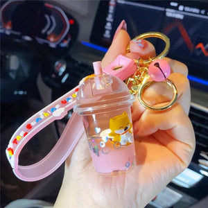 Liquid Dog Keychain Acrylic Pendant Gift Bag Lucky Jewelry