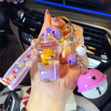 Liquid Dog Keychain Acrylic Pendant Gift Bag Lucky Jewelry