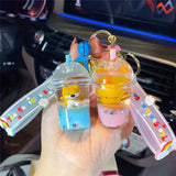 Liquid Dog Keychain Acrylic Pendant Gift Bag Lucky Jewelry