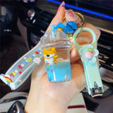 Liquid Dog Keychain Acrylic Pendant Gift Bag Lucky Jewelry