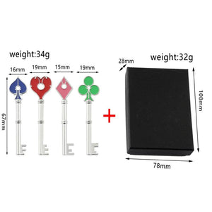 4Pcs RPD Keychains Playing Card Square Plum Heart Keyring for Men
