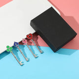 4Pcs RPD Keychains Playing Card Square Plum Heart Keyring for Men
