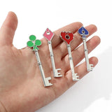 4Pcs RPD Keychains Playing Card Square Plum Heart Keyring for Men