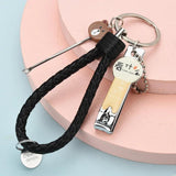 Woven Leather Rope Nail Clippers Ear Spoon Keychain Pendant