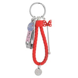 Woven Leather Rope Nail Clippers Ear Spoon Keychain Pendant