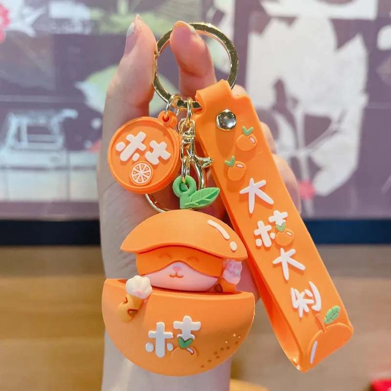 Cartoon Cat Pendant Keychain Couple Gift Charms