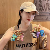 Resin Gradient Wool Dinosaur Keychain Cartoon Keyring Bag Pendant