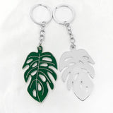 DIY Alloy Hollow Turtle Leaf Keychain Pendant Nordic Green Fresh Drop Oil
