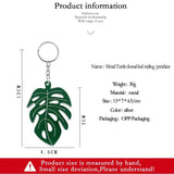 DIY Alloy Hollow Turtle Leaf Keychain Pendant Nordic Green Fresh Drop Oil