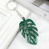 DIY Alloy Hollow Turtle Leaf Keychain Pendant Nordic Green Fresh Drop Oil