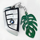 DIY Alloy Hollow Turtle Leaf Keychain Pendant Nordic Green Fresh Drop Oil
