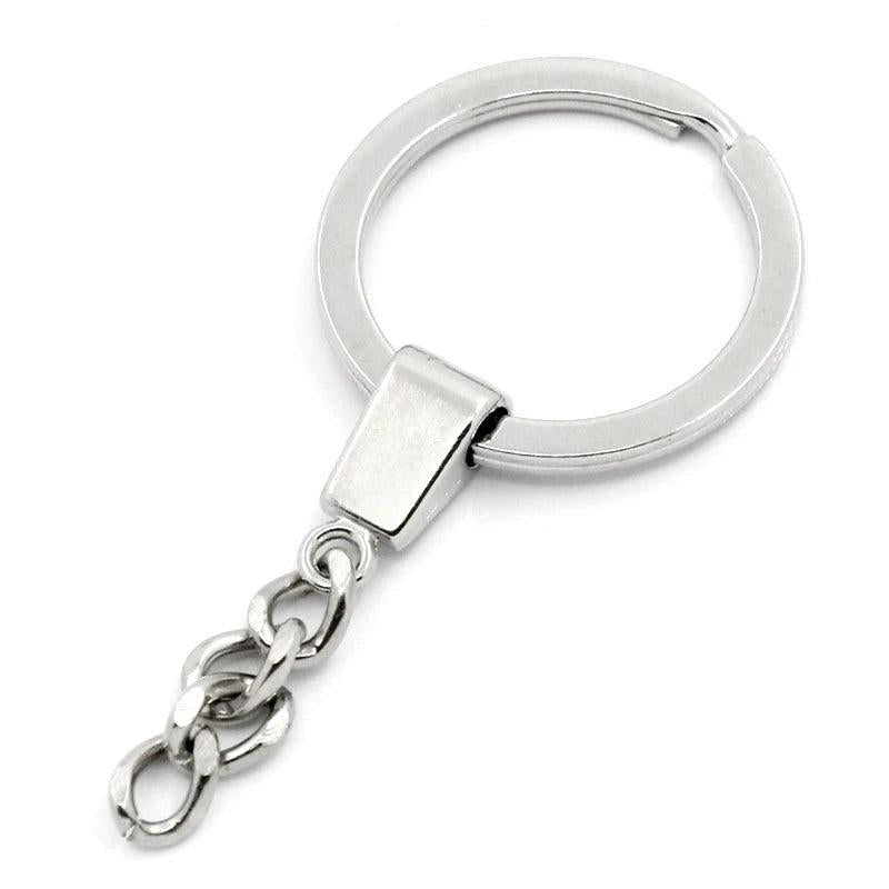 Round Silver Alloy Keychain & Keyring DIY Jewelry Gift Findings 6.2cm x 3cm