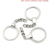 Round Silver Alloy Keychain & Keyring DIY Jewelry Gift Findings 6.2cm x 3cm