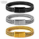 Punk Heavy Weave Chain Men Bracelets Stainless Steel 15mm