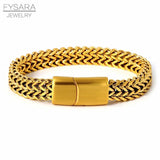 Punk Heavy Weave Chain Men Bracelets Stainless Steel 15mm