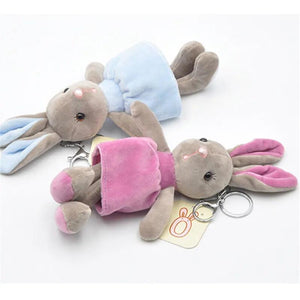 Fluffy Bunny Keychains Rabbit Key Chain Fur Woman Handbag Bag Keyring Pom Pom