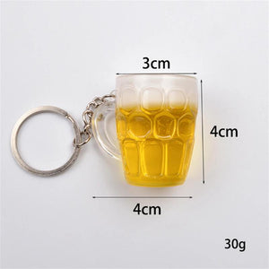 ABS Beer Mug Keychain for Women Girls Food Cup Mark Keyring Car Key Chains