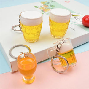 ABS Beer Mug Keychain for Women Girls Food Cup Mark Keyring Car Key Chains