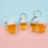 ABS Beer Mug Keychain for Women Girls Food Cup Mark Keyring Car Key Chains