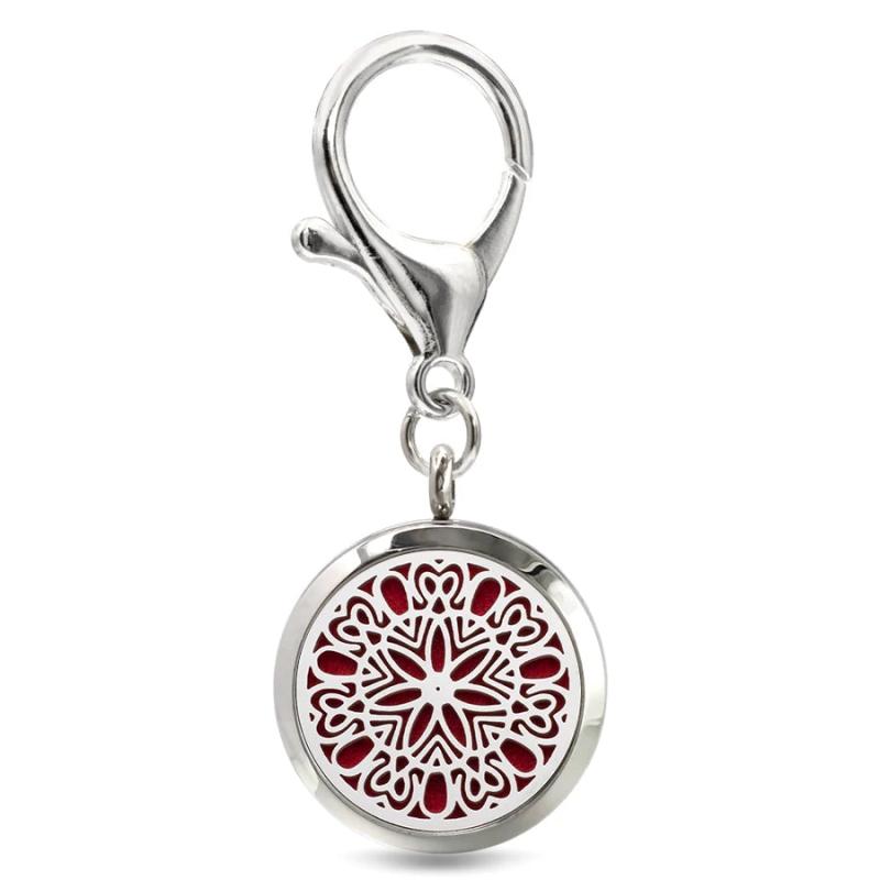 Feather Heart Key Chain Essential Oil Diffuser Magnetic Locket