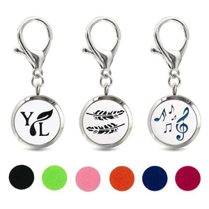 Feather Heart Key Chain Essential Oil Diffuser Magnetic Locket