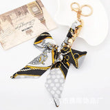 High Scarf Ribbon Bow Tassel Keychain Bag Charm Pendant