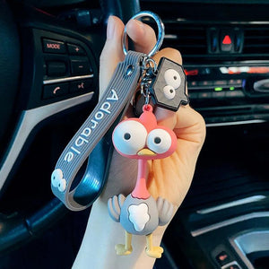 Funny Eyes Ostrich Epoxy Keychain Pop Car Key Pendant Bag Small Ornament Couple