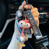 Funny Eyes Ostrich Epoxy Keychain Pop Car Key Pendant Bag Small Ornament Couple