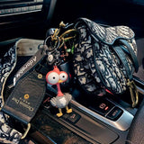 Funny Eyes Ostrich Epoxy Keychain Pop Car Key Pendant Bag Small Ornament Couple