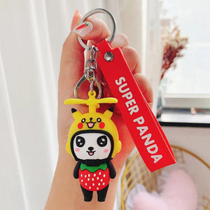 Cute Panda Keychain Soft Silicone Bag Pendant Animal Key Chains