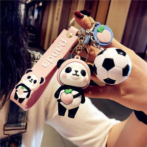 Cute Panda Keychain Soft Silicone Bag Pendant Animal Key Chains
