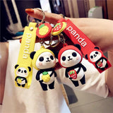 Cute Panda Keychain Soft Silicone Bag Pendant Animal Key Chains