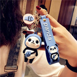 Cute Panda Keychain Soft Silicone Bag Pendant Animal Key Chains