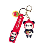 Cute Panda Keychain Soft Silicone Bag Pendant Animal Key Chains