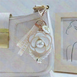 Pearl String Camellia Keychain Bag Pendant Ladies Car Keychain Pendant