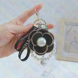 Pearl String Camellia Keychain Bag Pendant Ladies Car Keychain Pendant