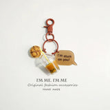 Milk Tea Bear Key Chain Pendant for Women Girls