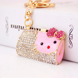 Cartoon Kitten Head Handbag Keychain Metal Pendant Accessories