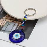 Evil Eye Bead Pendant Keychain Silver Ring Key Chain Holder